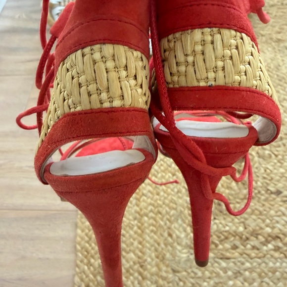 Free People NWT Howsty Sophisticated Strappy Sexy High Heel Red Coral Suede 🔥🎁❤️ - Picture 8 of 10